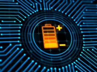 icon of a battery with microchip designs