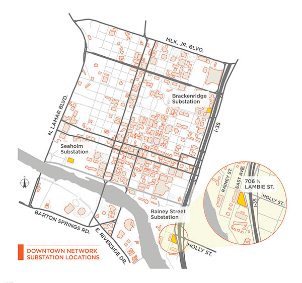 Map rendering of Rainey Street Substation