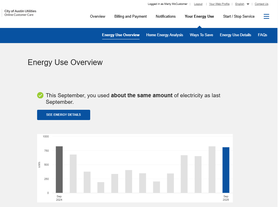 Example of City of Austin Utilities Energy Use Infographic