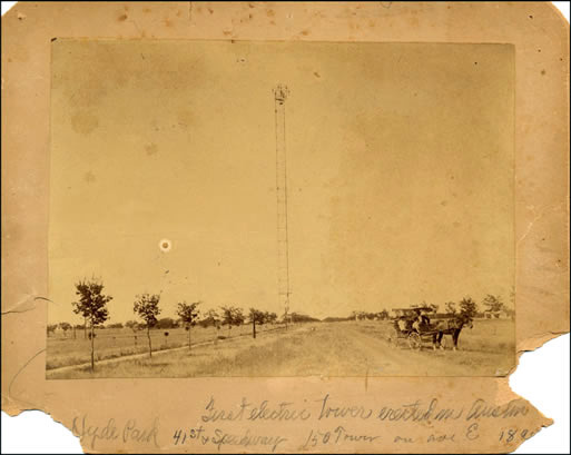 First electric moonlight tower, Hyde Park, 1895