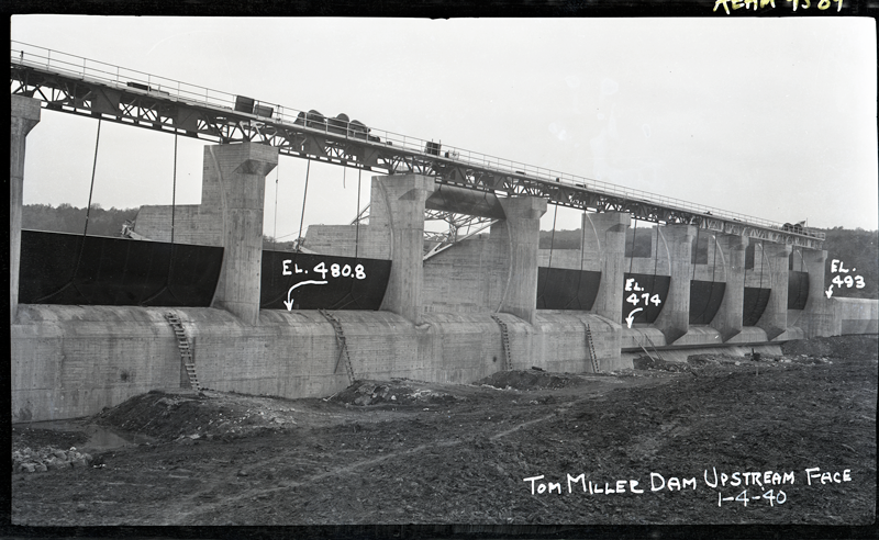 Tom Miller Dam, upstream, January 4, 1940